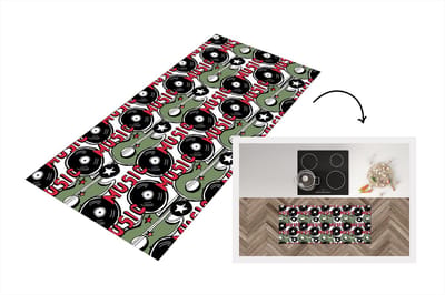 Keukenloper - Loper keuken - Patronen - Muziek - Vinyl - 120x50 cm - Keukenloper vinyl