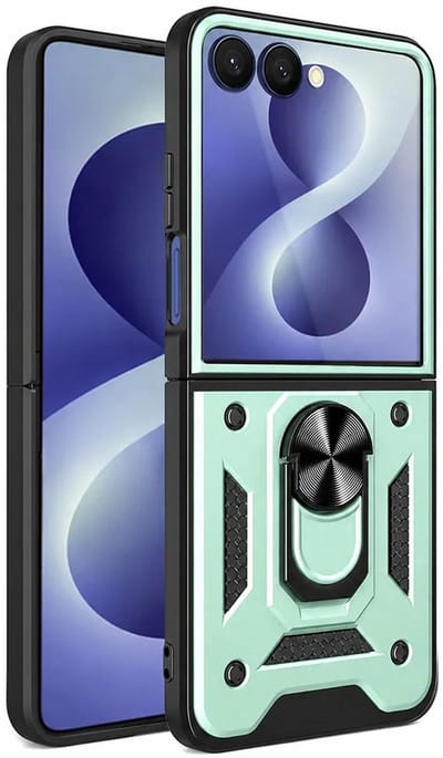 Hoesje geschikt voor Samsung Galaxy Z Flip 8 - Techsuit Camshield Back Cover - Groen