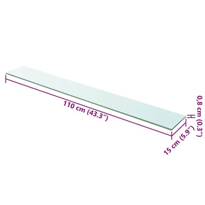 vidaXL - Wandschap - transparant - 110x15 - cm - glas