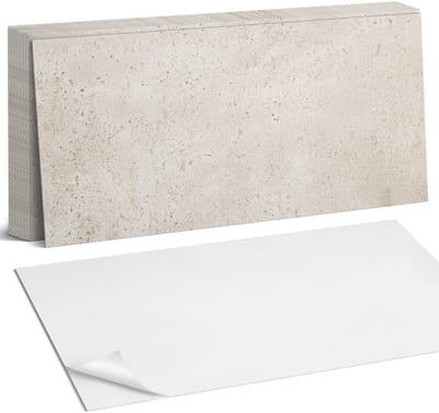 Coloray Plaktegels - Steenachtige textuur Zelfklevende Wandtegels - 40 cm x 20 cm - Romig Plaktegels - 10 stuks - Rechthoek PVC Tegels - Plaktegels Badkamer - Vloertegels Zelfklevend - Vinyltegels Vloer Zelfklevend - Portugese Tegels