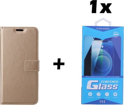 Samsung Galaxy S20 Telefoonhoesje - Bookcase - Ruimte voor 3 pasjes - Kunstleer - met 1x Tempered Screenprotector - SAFRANT1 - Goud