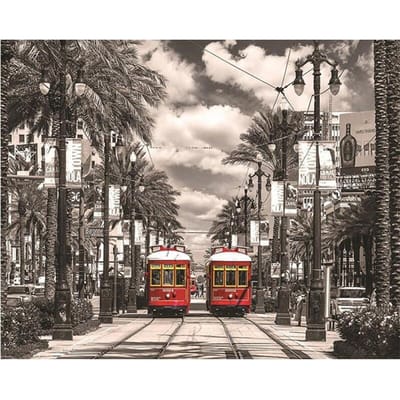 Diamant borduurwerk volledige ronde DIY 5D Diamond schilderij kruissteek landschap tram handwerk 20X30CM gray