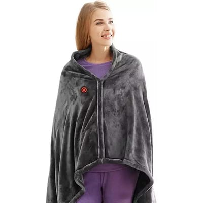 Elektrische verwarmingsdeken USB-oplaadbare verwarmde omslagdoek 3 verwarmingsniveaus Coral Fleece Pluche Winter Warme Omslagdoek voor Buiten Thuiskantoor gray