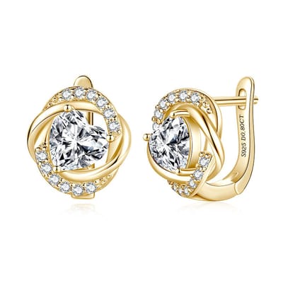 Lumici® Exclusive | Eternal Heart Moissanite Oorbellen - 1.60 Carat Totaal - 0.80CT per stuk - GRA Gecertificeerd - Geelgoud Verguld S925 - Luxe Pavé CZ - Voor Haar - Moederdag - Valentijnscadeau - Verrassing - Goud & Zilver