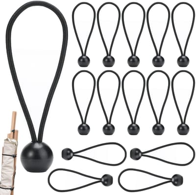 ONF3 - Zeilspanners - Expandertouw - Rubber lussen - Zwart - Tentspanner - Perfect voor dekzeilen en tenten - 15 stuks