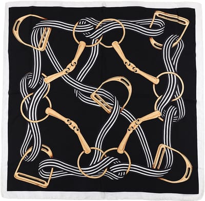 Vierkante Sjaal met Equestrian Bit- en Teugelmotief (70x70cm) - Zwart