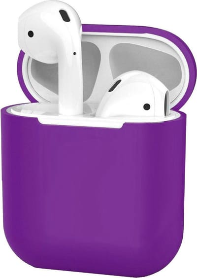 Hoesje - Geschikt voor Apple Airpods 1 - Siliconen Dun Met Clip - Case Cover - Silicone Hoes - Paars
