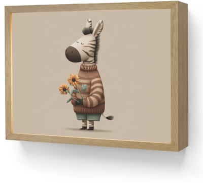 Nachtlampje 40x30 cm - Kinder lamp - Zebra - Zonnebloemen - Warm - Tafellamp kinderkamer draadloos - Slaapkamer lampje - Bedlamp kinderen - Kinderlampje - Wandlamp babykamer - Nachtlampjes
