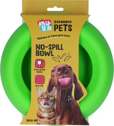 Excellent Pets Anti-knoei Voer- en Drinkbak Hond en Kat - 800 ml - Voerbak met Antislip - M - Morsbestendige Rand - Siliconen Drinkbak - Groen