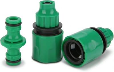 Set van 3 Tuinslang Koppelingen 3/8 Inch, Snelle Aansluiting voor Plastic Tuinslangen, Ideaal voor Tuinirrigatie, Balkonbesproeiing en Auto Wassen