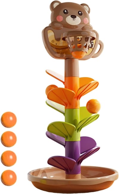 Ballenbaan Stapelspel - Rolbal Toren - Kinderen Leren - Interactieve Draaiende Baan - 33 cm Hoog