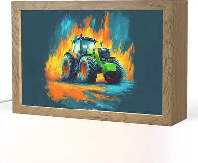 Nachtlampje 30x20 cm - Kinder lampje - Abstract - Tractor - Groen - Tafellamp kinderkamer - Slaapkamer lamp - Bedlamp kinderen - Kinderlampje stopcontact - Wandlamp babykamer - Nachtlampjes