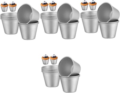 Pudding Bakvormpjes - Taartbenodigdheden - Gebak Maken - Anti-aanbaklaag - 4 Sets - Zilver