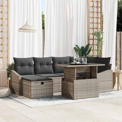 vidaXL Tuin Sofa Set 7 st Grijs poly rattan