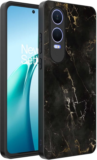 Smartphonica Telefoonhoesje Geschikt voor OnePlus Nord CE 4 Lite met marmer opdruk - TPU backcover case black marble design - Zwart geschikt voor OnePlus Nord CE 4 Lite