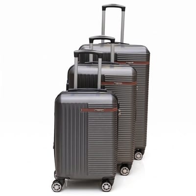Tobeyz - Premium Kwaliteit Kofferset met Hoesje - 3 Delige Donker Grijs Reiskoffer - Donker Grijs Bagageset - Donker Grijs Handbagage en Grote Koffer - Kan op 4 Wielen rijden - Stevig ABS - Lichtgewicht - Donker Grijs Handbagage Koffer met Slot
