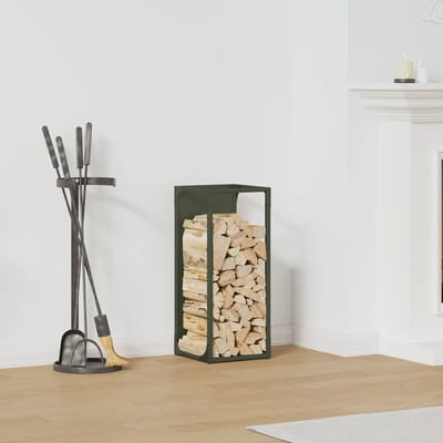 vidaXL - Brandhoutrek - 25x25x60 - cm - koudgewalst - staal - olijfgroen
