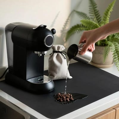 Afdruipmat voor koffiezetapparaat en keuken (60 x 40 cm) - sneldrogende afdruipmat, absorberende afdruipmat voor gootsteen, zwart