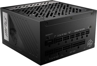 Interne Voeding - MSI MPG A1000G PCIE5 - ATX12V 3.0 - 80 PLus Gold - 1000 Watt - Modulair - 100-240V - Actieve PFC - PCIe 5.0 - 0% RPM Mode - zwart