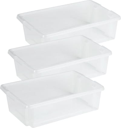 Sunware opslagbox Nesta - 3x - kunststof - 30 liter - transparant - 59 x 39 x 17 cm - stapelbaar