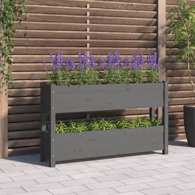 vidaXL - Plantenbak - 112x25x66 - cm - massief - grenenhout - grijs