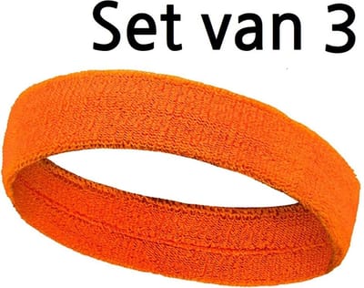 Hikemeister® set van 3 stuks Oranje hoofdband - Koningsdag - Hoofd Zweetband - Elastisch katoen - One-size-fits-all - Zweetband - Nederlands Elftal - Oranje
