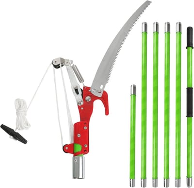 Takkenschaar met zaag - Telescoop snoeischaar - Hoge takken snoeien - 2-in-1 functie - Tot 8 meter - Groen