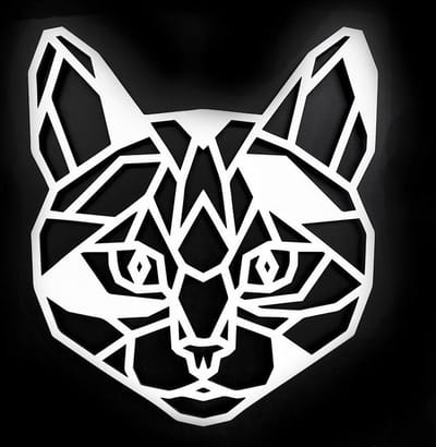 Houten Dierenkop • Houten Kat • Dierenkop Kat • Mega • Wit MDF • Houten Dier • Wandecoratie