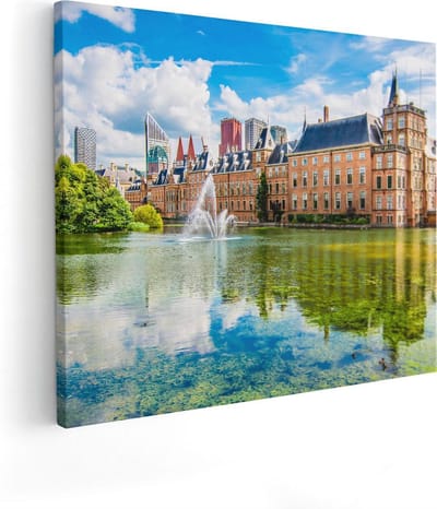 Artaza Canvas Schilderij Binnenhof - 50x40 cm - Wanddecoratie Stad - Muurdecoratie Skyline - Kamer Accessoires
