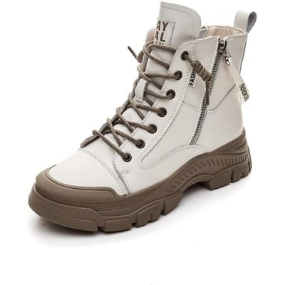Echt lederen schoenen Dames Hoge sneakers Mode Damesschoenen Cool Street Jonge damesschoenen 35 bruin