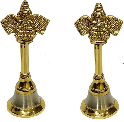 Metalen Handbel - Religieus Item - Huis en Tempel - Traditioneel Ontwerp - 3 Inch Hoogte - Goud