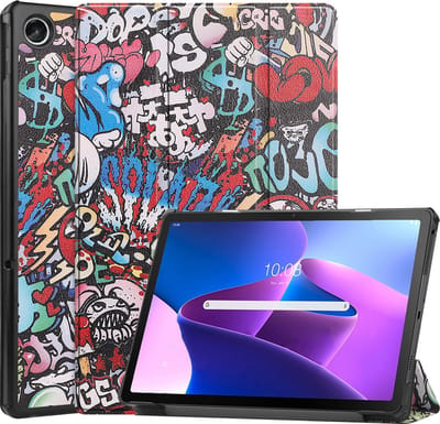 Hoesje - Geschikt voor Lenovo Tab M10 Plus (3e / 3rd Generatie) - Dun & Stevig - Hardcover Book Case - Trifold Bookcase Hoes - Hard Cover - Tablethoes - Graffity