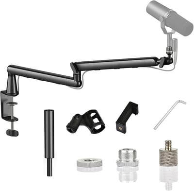 Verstelbare Microfoon Arm voor Bureau - Laag Profiel, Geschikt voor Diverse Microfoons - Zwart