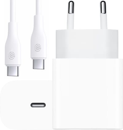 20w Oplader usb C - Usb-C naar usb-C - 2 Meter - Power Delivery - Snellader - Wit