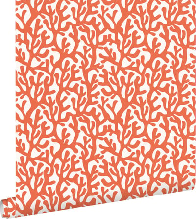 ESTAhome behang koraal oranje en wit - 50 x 900 cm - 131013