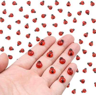 Mini Lieveheersbeestjes - Decoratie Hars - Poppenhuis Decoreren - Handgemaakt Detail - Klein Formaat - Rood Zwart