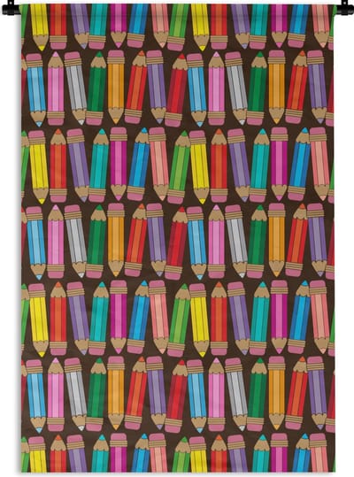 Wandkleed - Wanddoek - Potlood - Patronen - Abstract - Regenboog - 120x180 cm - Wandtapijt