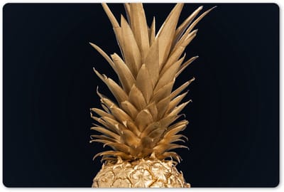 Placemats 45x30 cm - Placemat kunststof - 1 stuk - Ananas - Goud - Verf - Zwart - Fruit - Luxe - Borden onderleggers - Decoratie voor op tafel - Keuken tafeldecoratie accessoires - Vinyl onderlegger - Tafelversiering