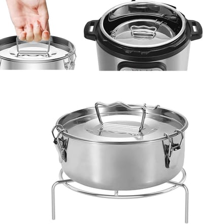 Bakken met een RVS Cakevorm met Deksel en Handvat voor 6 Liter Stoompan - Ideaal voor Taarten, Brood en Desserts