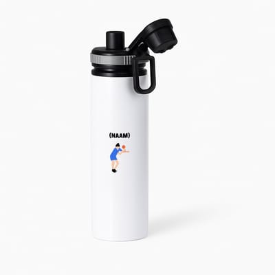 Hacebo® - Tafeltennis met eigen naam waterfles met draaidop grijs - Sport - Tafeltennisser - Ping pong - water fles - 850ML