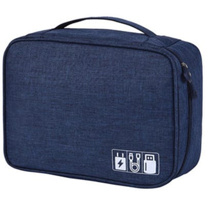 Sac de voyage organisateur électronique pour accessoires de câbles, sac de rangement, pochette espace séparé libre bleu foncé