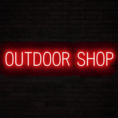 OUTDOOR SHOP - Lichtreclame Neon LED bord verlicht | SpellBrite | 115,67 x 16 cm | 6 Dimstanden & 8 Lichtanimaties | Reclamebord neon verlichting