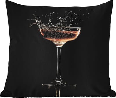 Tuinkussen - Cocktail - Zwart - Spetters - Glas - 40x40 cm - Weerbestendig
