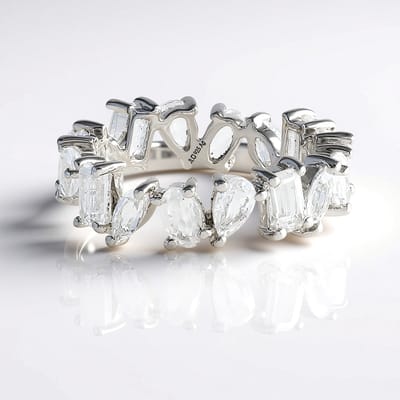 Cavill - Zilveren ring met witte topaas 3 93 ct - 925 Sterling zilver geplatineerd - Ovaal en achthoekig slijpsel - Modern elegant dames sieraad