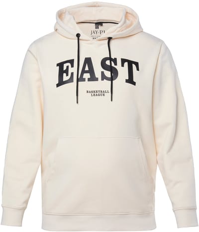 JAY-PI - Heren - hoodie fitness capuchon borstprint tot 7XL - Crèmewit - Maat L