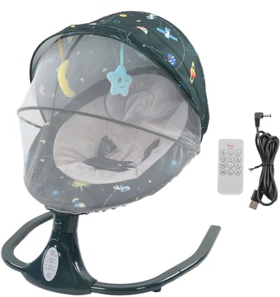 Slimme babyschommel, opvouwbaar, afneembaar, 4 standen, Bluetooth-muziekluidspreker, elektrische schommel met afstandsbediening.