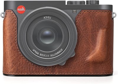Leren beschermhoes voor Leica Q3 - Premium half case met toegang voor batterij en geheugenkaart - Bruin, stijlvol en duurzaam