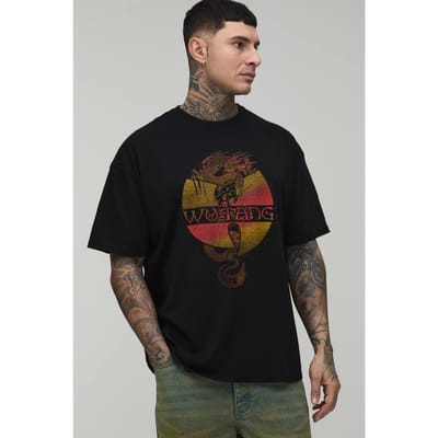 Lang Wu-tang Dragon Oversized Gelicentieerde Print T-shirt | Black | Size Small