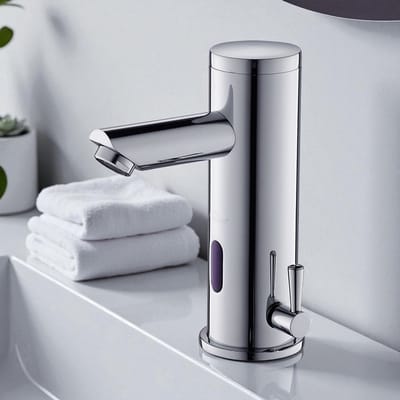 Auralum max Sensor Wastafelmengkraan - Infrarood Badkamerkraan - Automatische Wastafelkraan - inclusief aansluitingen - Badkamer Handwasbak - Waterbesparende - Chroom