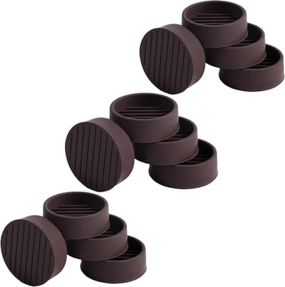 Rubberen Meubelvoetjes - Antislip Pads - Vloeren Beschermen - Verticale Strepen - 3.8cm x 3.8cm - Bruin